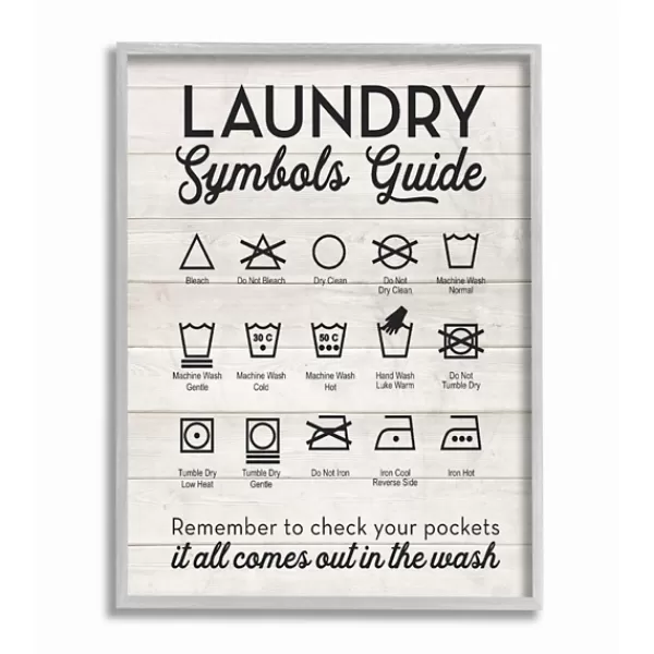 Wall Quotes & Signs-Kirkland's Home Laundry Symbols Guide Framed Art Print Black/White/Gray