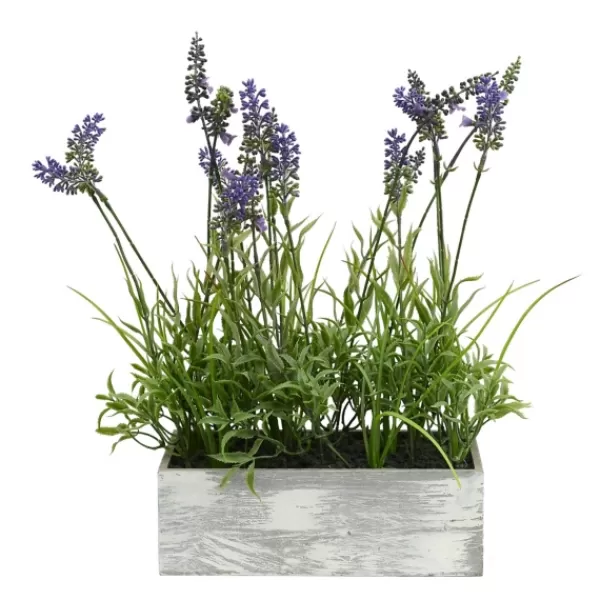 Arrangements & Greenery-Kirkland's Home Lavender Arrangement In Gray Planter Box Purple/Green/Gray