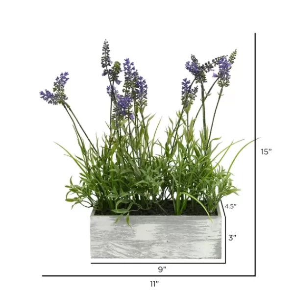 Arrangements & Greenery-Kirkland's Home Lavender Arrangement In Gray Planter Box Purple/Green/Gray