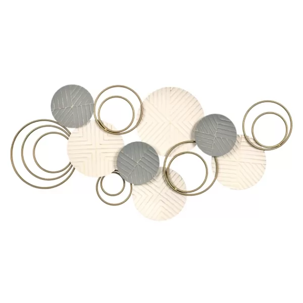 Wall Plaques-Kirkland's Home Layered Herringbone Plates Wall Plaque Gray/White/Gold