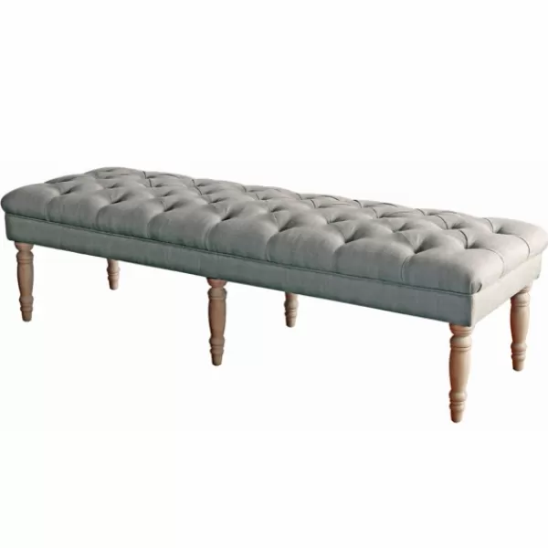 Benches & Ottomans-Kirkland's Home Layla Button Tufted Bench Gray