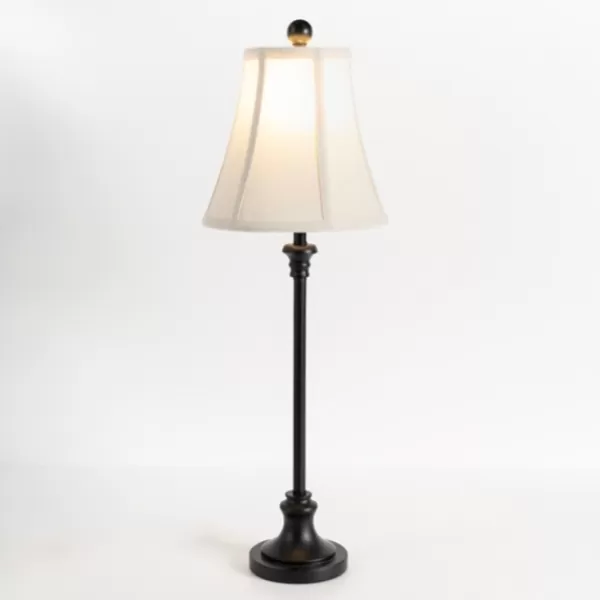 Buffet Lamps-Kirkland's Home Leah Black Candlestick Buffet Lamp White