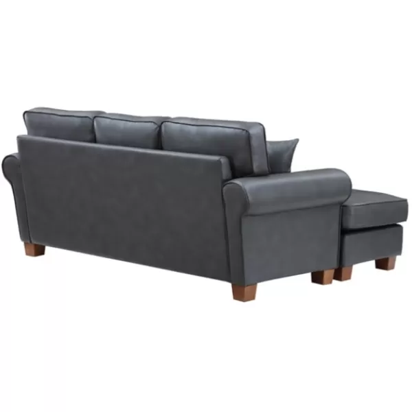 Sofas & Loveseats-Kirkland's Home Leather Rolled Arm Sectional Gray