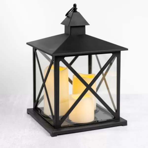 Lanterns-Kirkland's Home Led 3-Pillar Candle Lantern Black