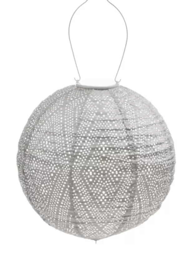 Outdoor Lighting-Kirkland's Home Led Round Light Taupe Outdoor Hanging Lantern Gray