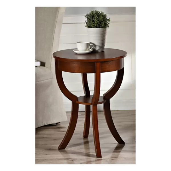 Accent & End Tables-Kirkland's Home Leila Round Cherry Accent Table Brown