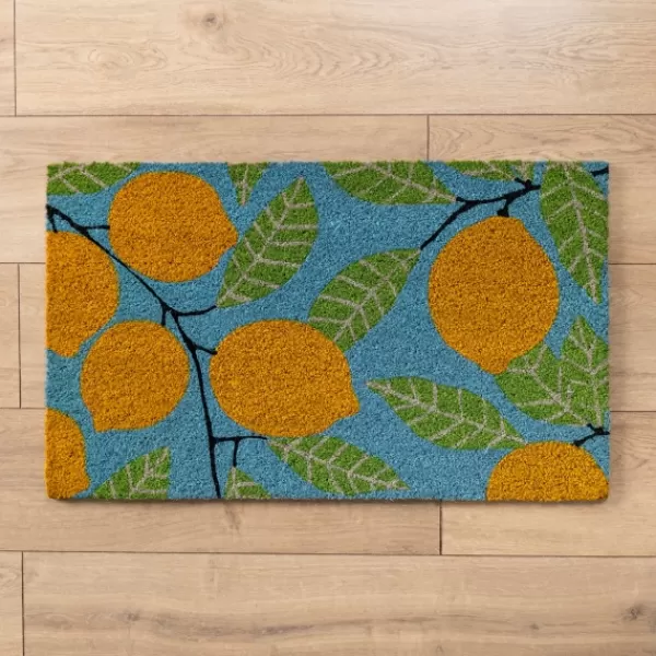 Doormats-Kirkland's Home Lemons Coir Doormat Blue/Yellow