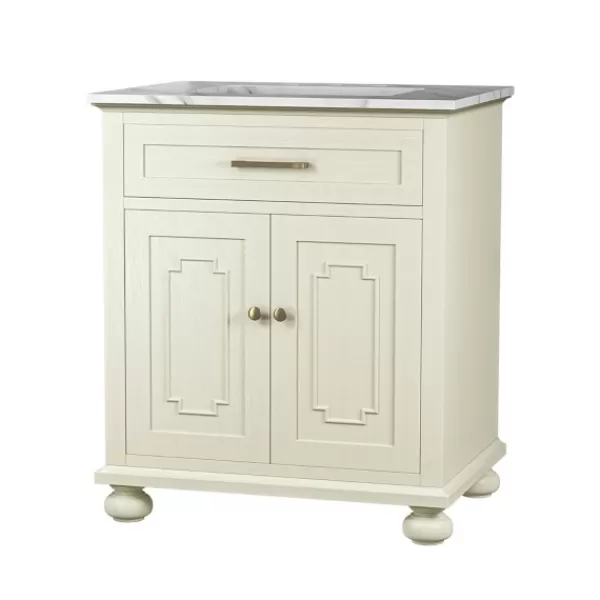 Bathroom Furniture-Kirkland's Home Leonhard Marble Sink Vanity Ivory