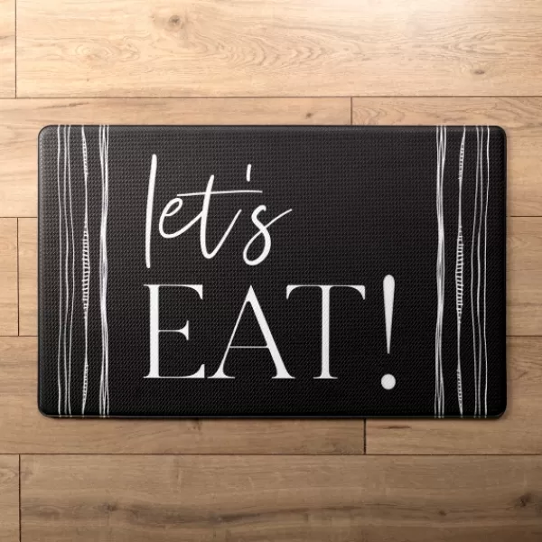 Kitchen & Floor Mats-Kirkland's Home Let'S Eat Monochrome Kitchen Mat Black/White