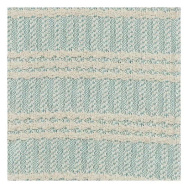 Blankets & Throws-Kirkland's Home Light Blue And Ivory Striped Cotton Throw Blue/Ivory