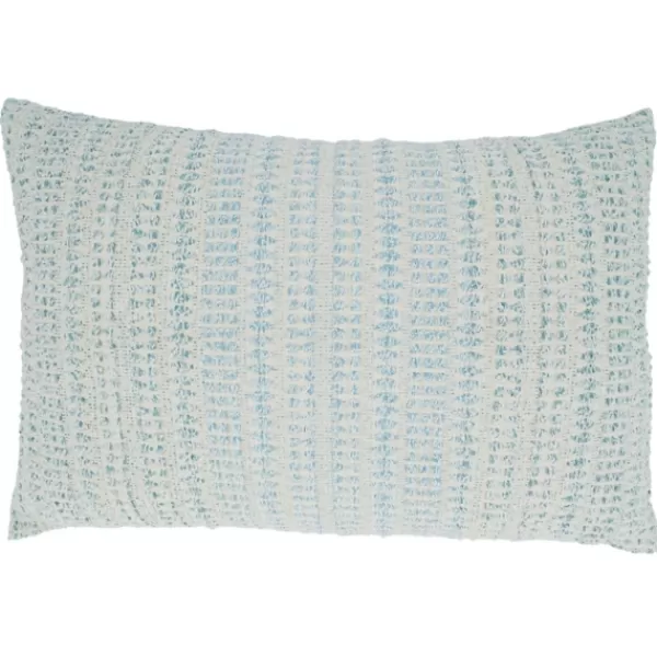 Pillows-Kirkland's Home Light Blue Woven Line Lumbar Throw Pillow Blue/White