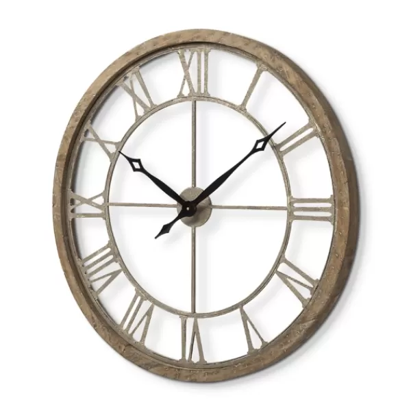 Clocks-Kirkland's Home Light Brown Carved Wooden Clock