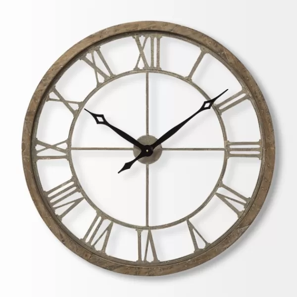 Clocks-Kirkland's Home Light Brown Carved Wooden Clock