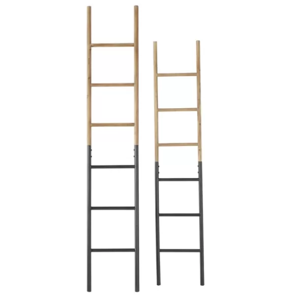 Decorative Accents-Kirkland's Home Light Brown Wood And Black Metal Ladders, Set Of 2 Brown/Black