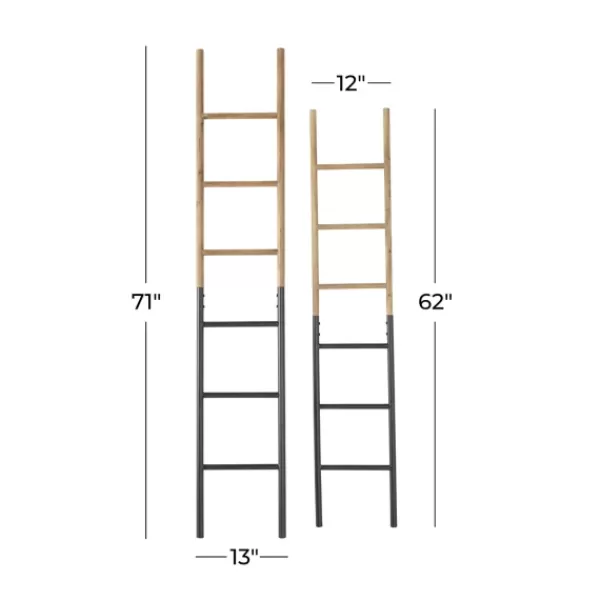 Decorative Accents-Kirkland's Home Light Brown Wood And Black Metal Ladders, Set Of 2 Brown/Black
