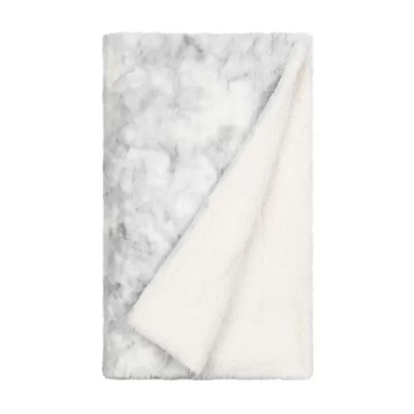 Blankets & Throws-Kirkland's Home Light Gray Tie Dye Faux Fur Throw Gray/White