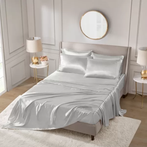 Bed Sheets-Kirkland's Home Light Satin 6-Pc. California King Sheet Set Gray