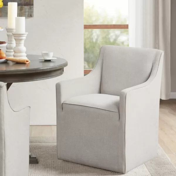 Dining Chairs-Kirkland's Home Light Slipcover Dining Chair With Casters Gray