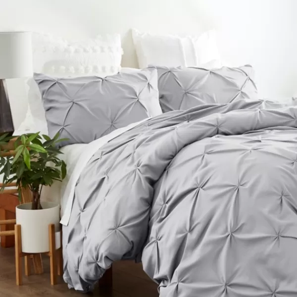 Duvets-Kirkland's Home Light Soft Pinch 3-Pc. Queen Duvet Cover Set Gray