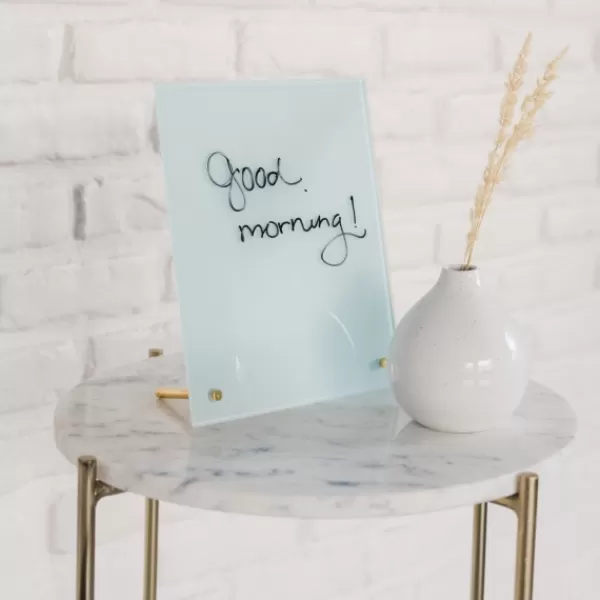 Memo & Chalkboards-Kirkland's Home Light Square Magnetic Glass Dry Erase Board Blue