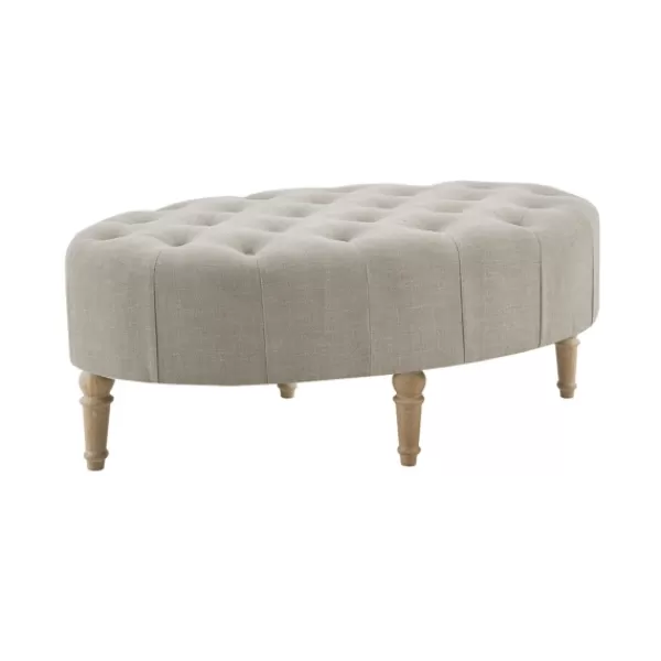 Benches & Ottomans-Kirkland's Home Light Tufted Button Martha Stewart Ottoman Gray