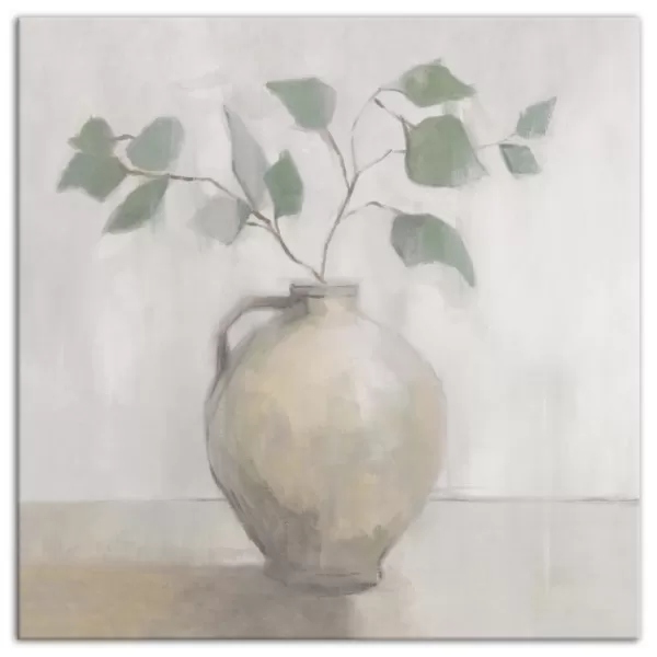 Canvas Art-Kirkland's Home Light Vase Botanical Canvas Art Print Gray/Green