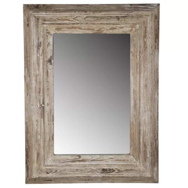 Decorative Mirrors-Kirkland's Home Light Whitewashed Wood Rectangular Wall Mirror