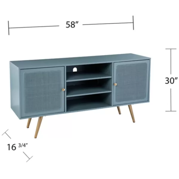 Tv Stands & Media Consoles-Kirkland's Home Light Wood And Cane Media Cabinet Blue