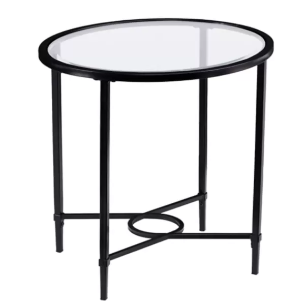 Accent & End Tables-Kirkland's Home Lila Glass And Metal Oval Accent Table Black