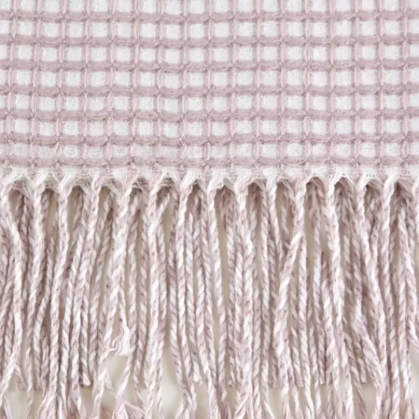 Blankets & Throws-Kirkland's Home Lilac And White Waffle Knit Fringe Throw Pink