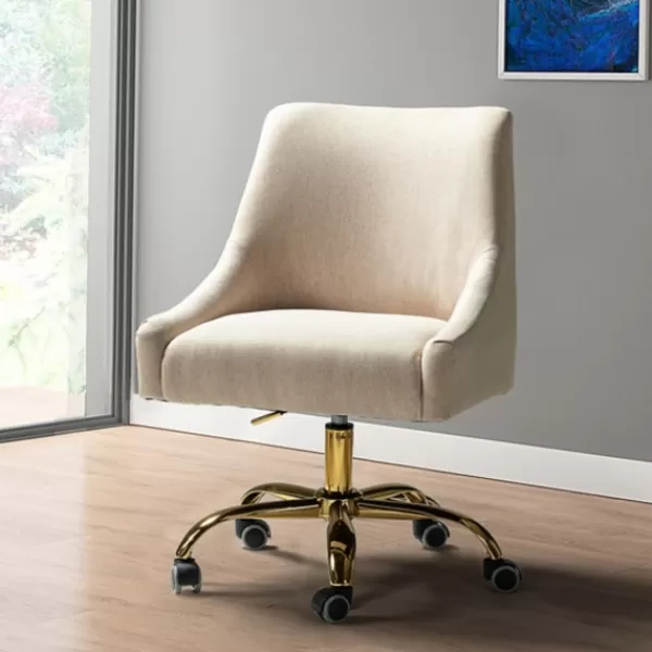 Office Furniture-Kirkland's Home Lili Cream Golden Office Chair Ivory