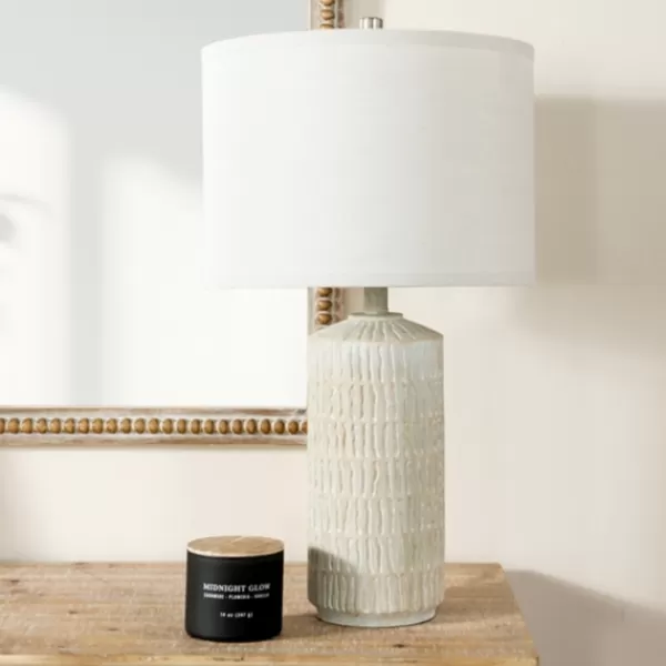 Table Lamps-Kirkland's Home Line Textured Whitewash Table Lamp Ivory