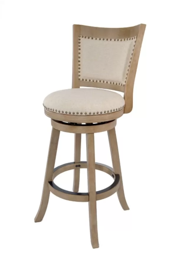 Bar Stools & Counter Height Stools-Kirkland's Home Linen And Driftwood Nailhead Swivel Bar Stool Brown