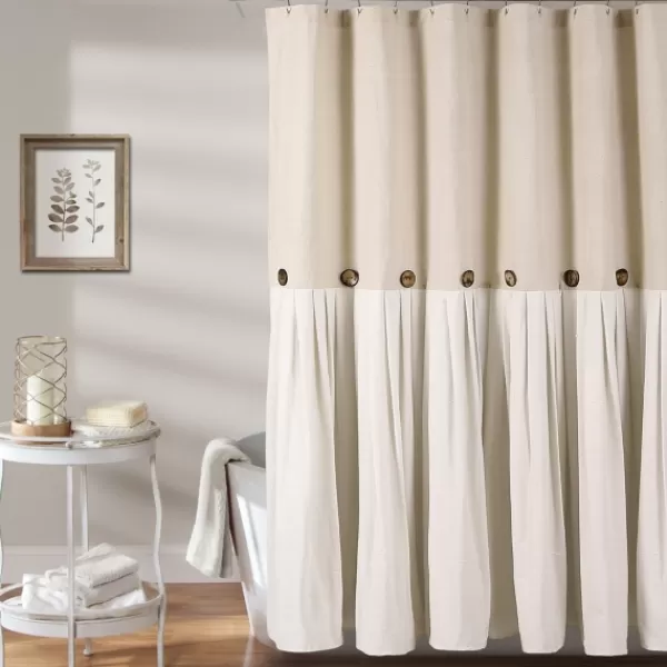 Shower Curtains-Kirkland's Home Linen Button Shower Curtain Tan