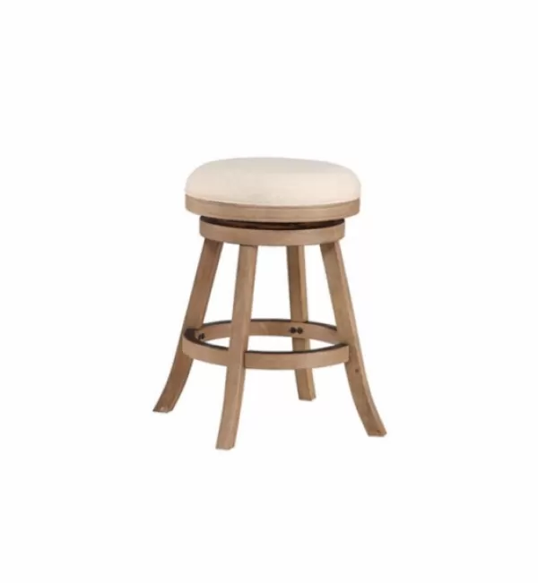 Bar Stools & Counter Height Stools-Kirkland's Home Linen Driftwood Finish Swivel Counter Stool Tan