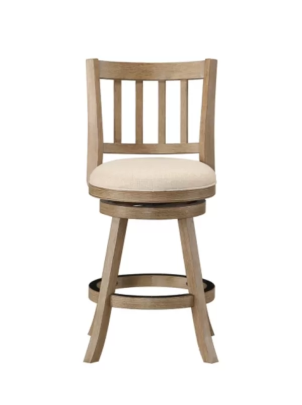 Bar Stools & Counter Height Stools-Kirkland's Home Linen Slat Back Swivel Counter Stool Ivory