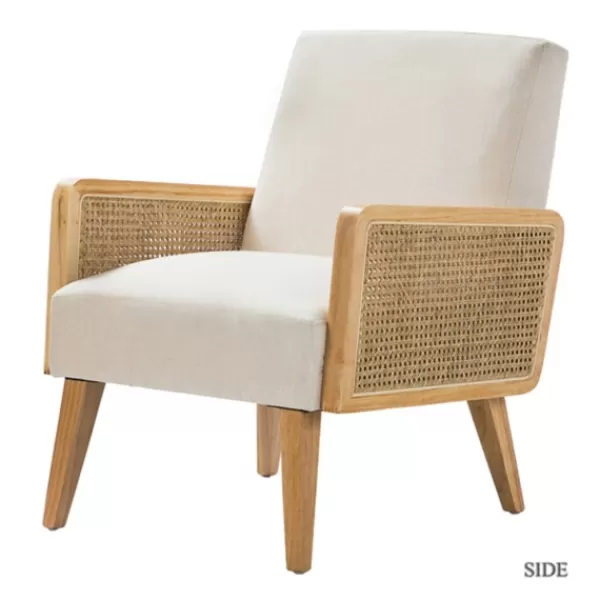 Accent Chairs-Kirkland's Home Linen Upholstered Accent Chair Ivory