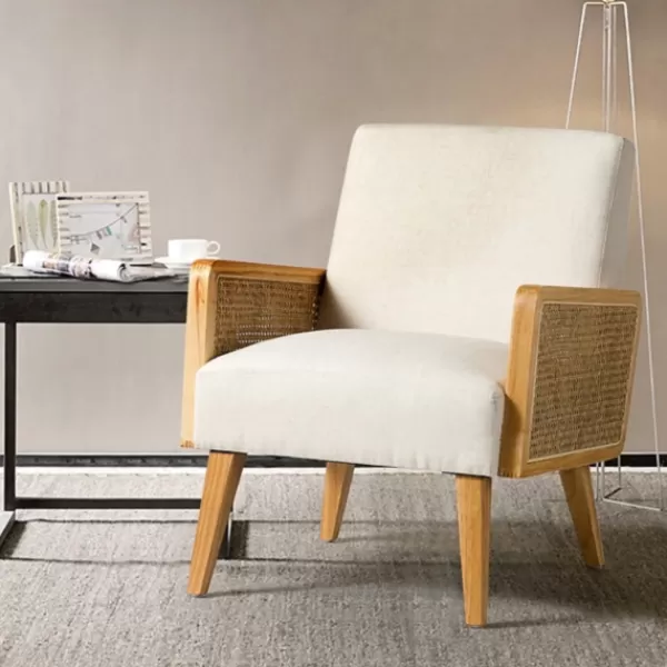 Accent Chairs-Kirkland's Home Linen Upholstered Accent Chair Ivory