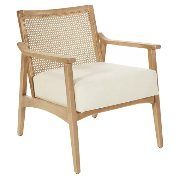 Accent Chairs-Kirkland's Home Linen Wash Cane Back Alina Armchair Ivory