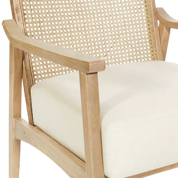 Accent Chairs-Kirkland's Home Linen Wash Cane Back Alina Armchair Ivory