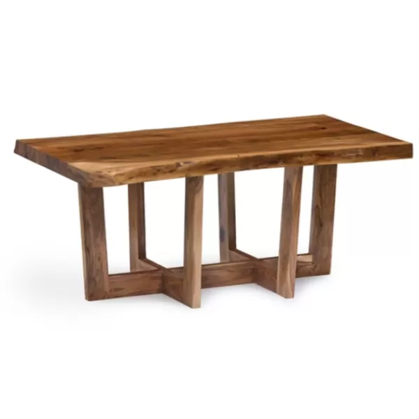 Coffee Tables-Kirkland's Home Live Edge Coffee Table With Crossed Legs, 42 In. Tan