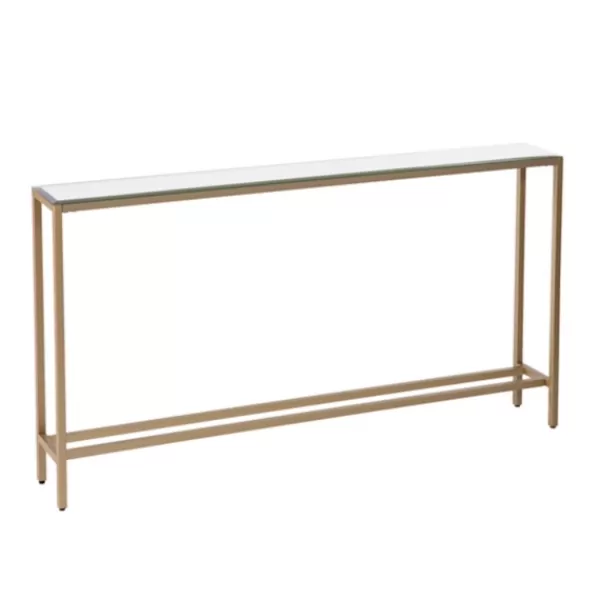 Console Tables-Kirkland's Home Long Metal Mirrored Top Console Table Gold