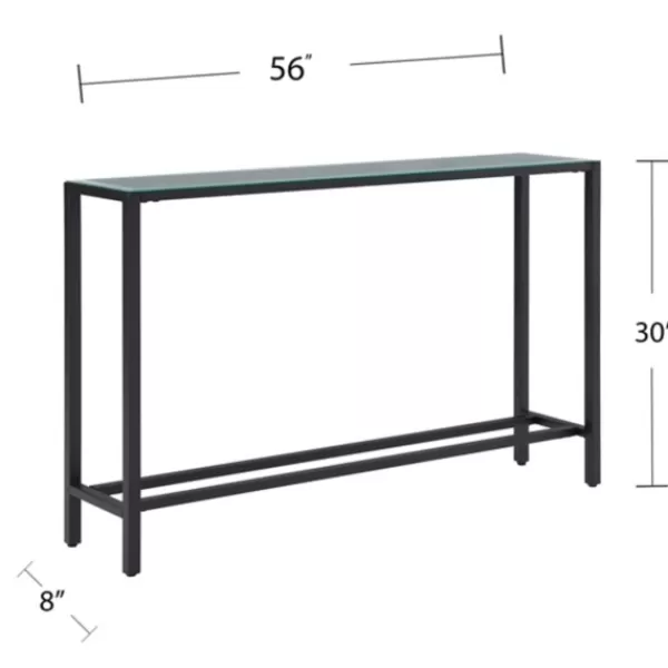 Console Tables-Kirkland's Home Long Metal Mirrored Top Console Table Black