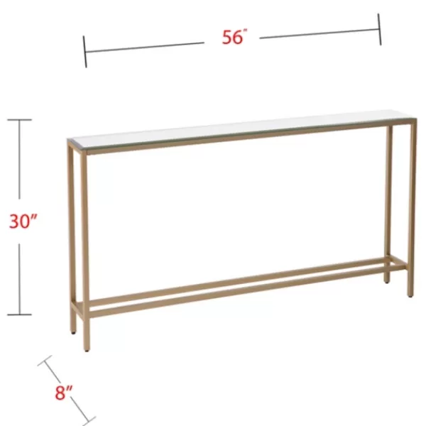 Console Tables-Kirkland's Home Long Metal Mirrored Top Console Table Gold