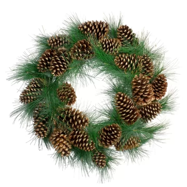 Wreaths-Kirkland's Home Long Pine Needle And Pinecone Wreath Green/Brown