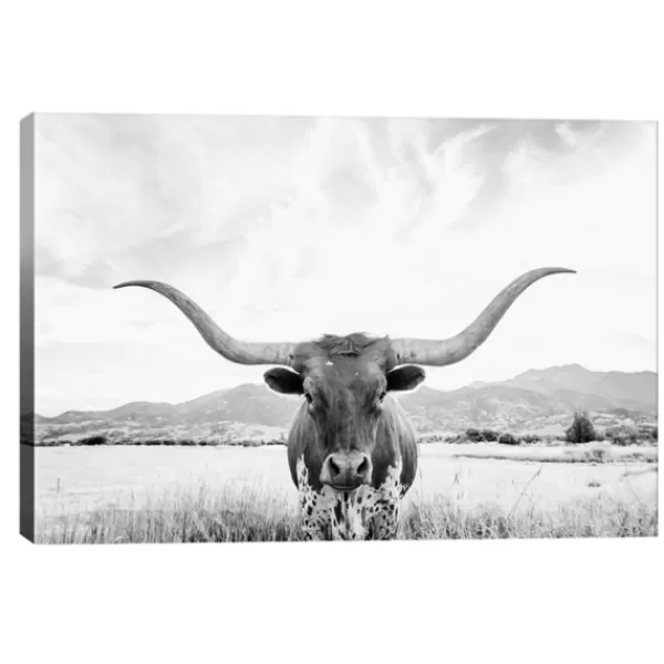 Canvas Art-Kirkland's Home Longhorn Giclee Canvas Art Print Black/White/Gray