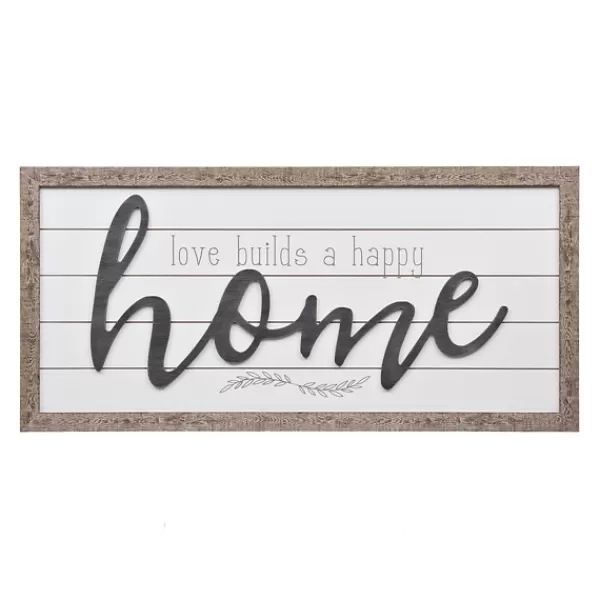 Wall Quotes & Signs-Kirkland's Home Love Builds A Happy Home Printed Wall Art Gray