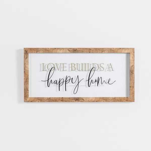 Wall Quotes & Signs-Kirkland's Home Love Builds A Happy Home Wall Plaque White/Black/Tan