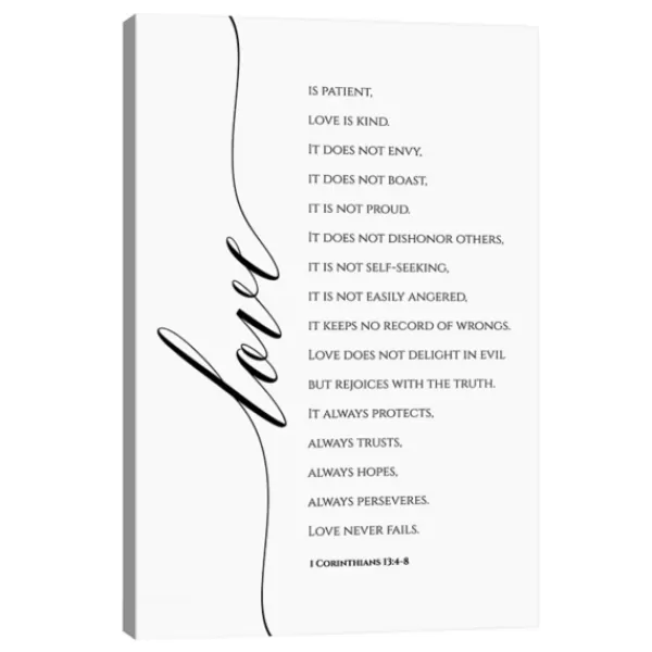 Wall Quotes & Signs-Kirkland's Home Love Is Corinthians 13:4-8 Canvas Art Print Black/White