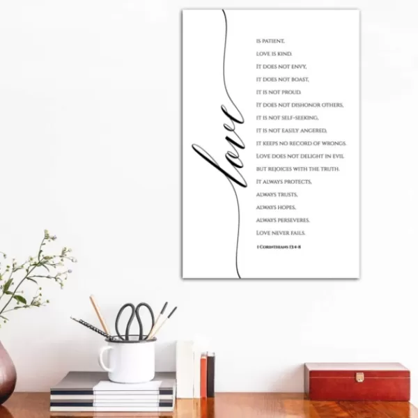 Wall Quotes & Signs-Kirkland's Home Love Is Corinthians 13:4-8 Canvas Art Print Black/White